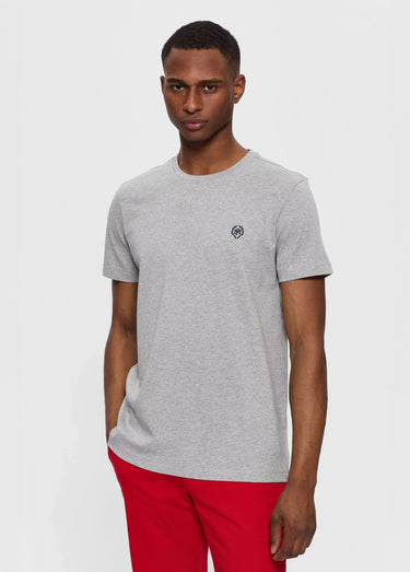 T-shirt col rond essentiel, logo poitrine Gris