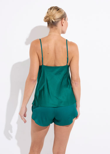 Ensemble caraco et short en satin Vert