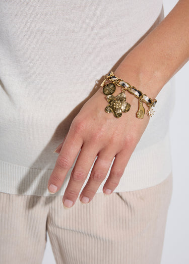 Bracelet acier inoxydable et breloques Dore