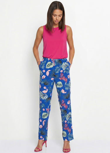 Pantalon imprimé taille élastiquée Fond Bleu Roi