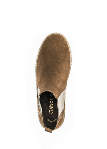 Boots Chelsea fantaisie en cuir daim Cognac