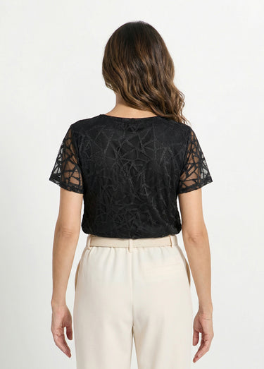 T-shirt dentelle manches courtes Noir