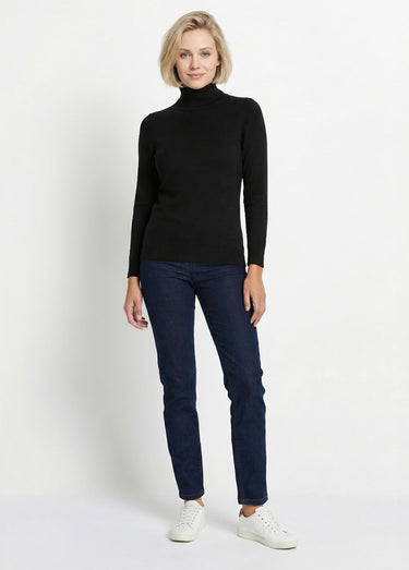Pull doux col roulé manches longues Noir
