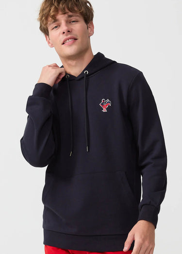 Sweat shirt kangourou à capuche, brodé Bleu Marine