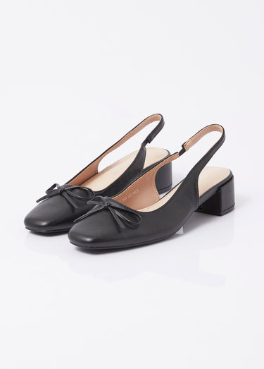 Ballerines slingback, petit talon enrobé Noir