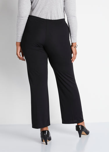 Pantalon taille élastiquée fluide évasé Noir