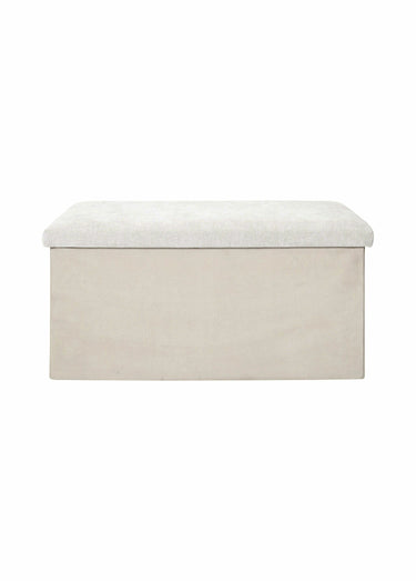 Pouf bouclette avec coffre de rangement 2B Blanc Casse