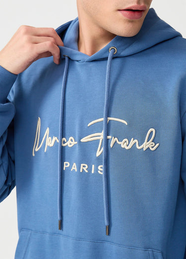 Sweat à capuche molletonné, poche kangourou Indigo