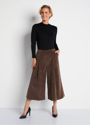 Jupe-culotte longue velours milleraies Taupe