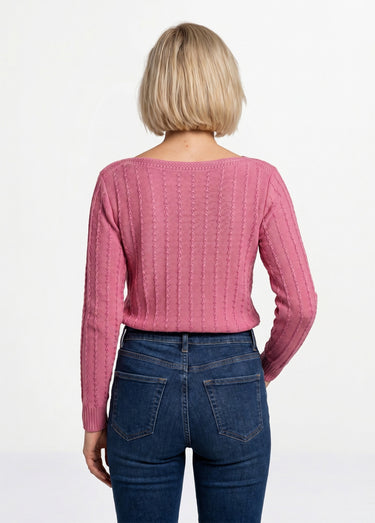 Pull col bateau manches 3/4 Rose