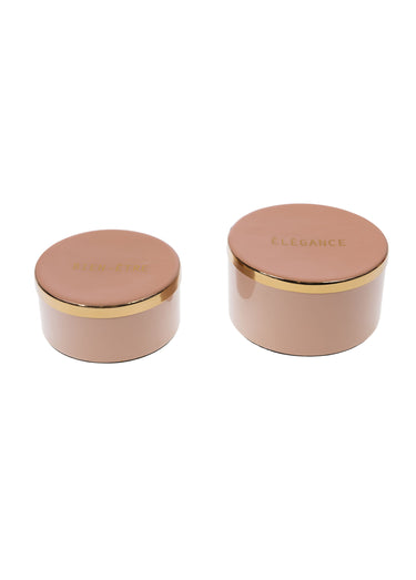 Set de 2 boites métal avec message Rose Poudre
