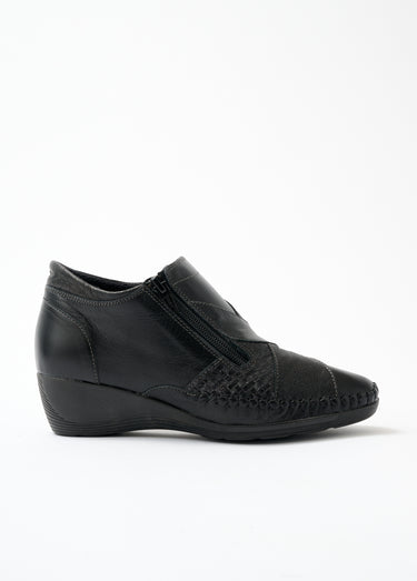 Boots largeur confort zippés cuir Noir