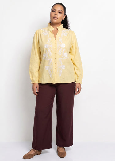 Pantalon large fluide taille élastiquée Chocolat