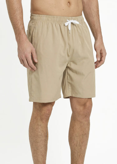 Short de bain taille élastiquée et liens Beige