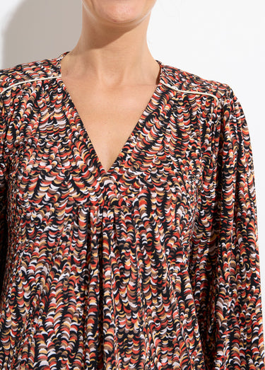 T-shirt blouse ample imprimé graphique Noir/Miel