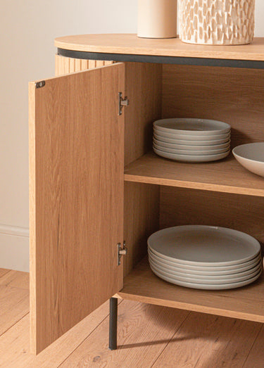 MALAGA Buffet effet rainuré Bois Clair