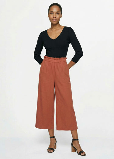 Pantalon large fluide en crêpe Terracota