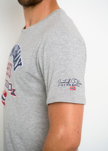 T-shirt inscriptions vintage col rond Gris Clair