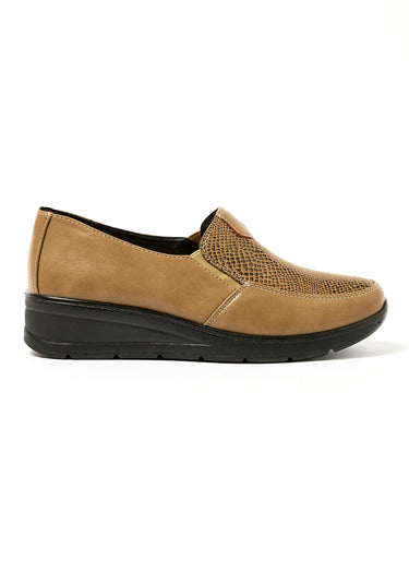 Derbies style loafers semelle compensée Taupe