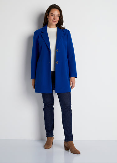 Manteau col tailleur aspect lainage Bleu Dur