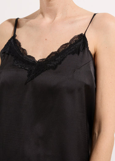 Ensemble top + short satin et dentelle Noir