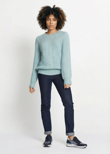 Pull chaud col rond maille moelleuse fantaisie Vert