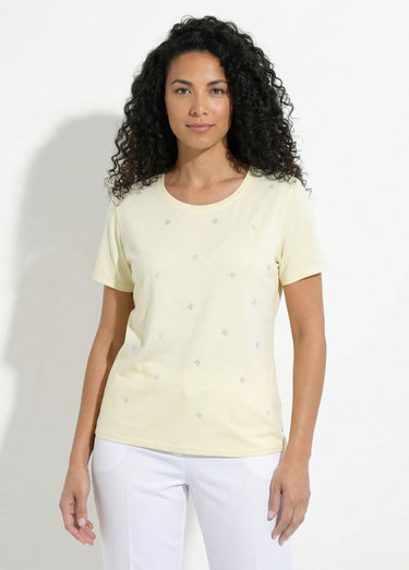 T-shirt strass manches courtes Jaune