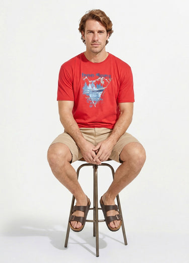 T-shirt motif placé jersey coton - lot de 2 Rouge/Blanc