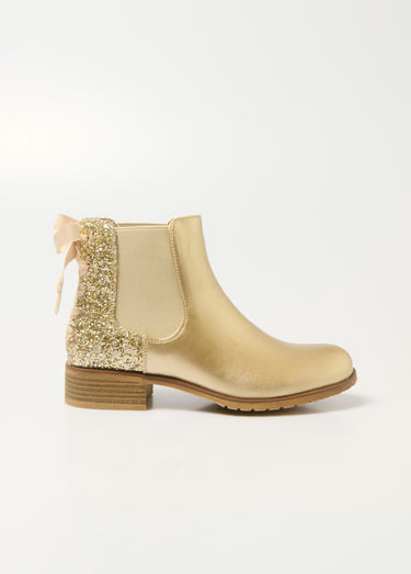 Boots Chelsea talon fantaisie avec nœud Dore