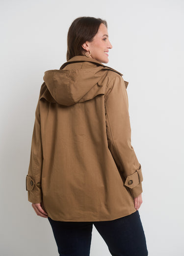 Trench à capuche double boutonnage Beige