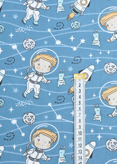 Coupon tissu ameublement espace 3x1,5m Bleu