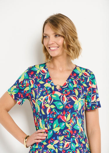 T-shirt manches courtes uni ou imprimé Marine/Vert
