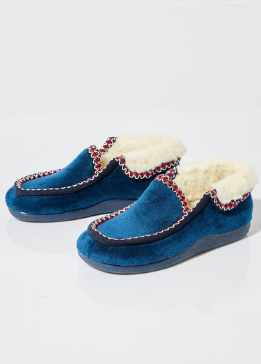 Chaussons montants largeur confort fourrés chaud Marine