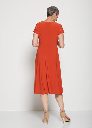 Robe courte décolleté effet cache-coeur Uni Brique