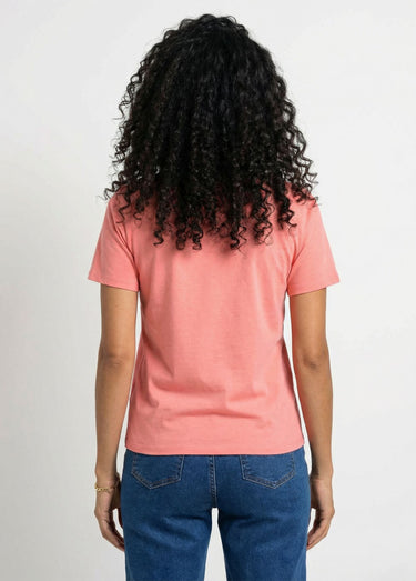 T-shirt boîte manches courtes strass Corail