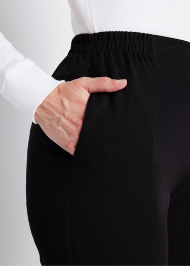 Pantalon droit taille semi élastiquée ventre plat Uni Noir