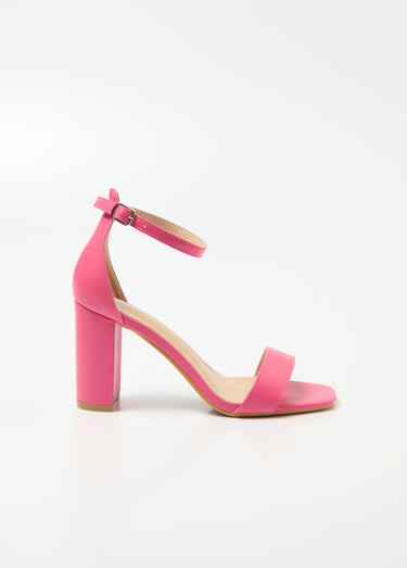 Sandales talon haut bout carré à brides Fuchsia