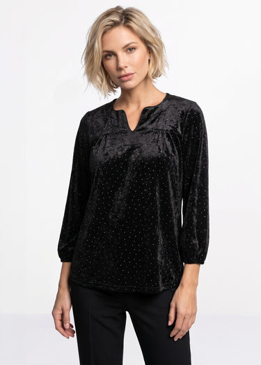 Tunique velours avec strass et col V Noir