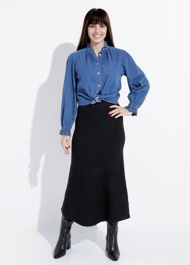 Jupe longue en maille forme tulipe Noir