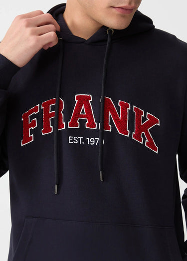 Sweat shirt à capuche, logo bouclette Bleu Marine