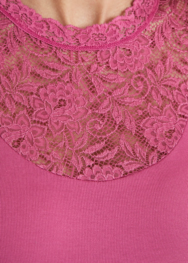 Maillot de corps manches courtes dentelle Pivoine