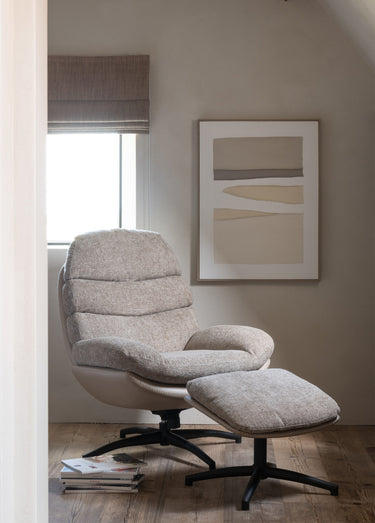 Fauteuil relax tissu + repose pieds 2BF Beige foncé / Noir