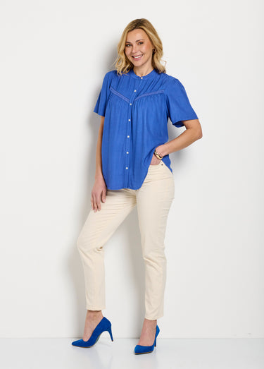 Chemiser boutonné uni ample Bleu