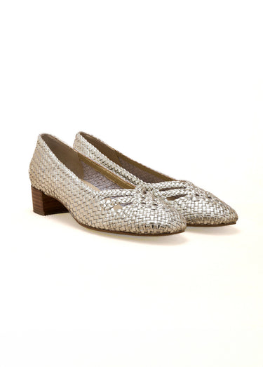 Escarpins cuir tressé largeur confort Dore