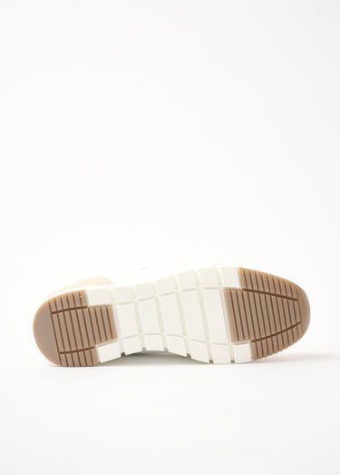 Baskets largeur confort cuir bicolore Beige/Blanc