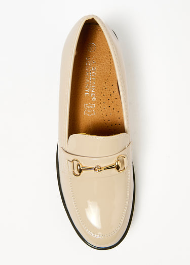 Mocassins vernis avec mors métal Beige