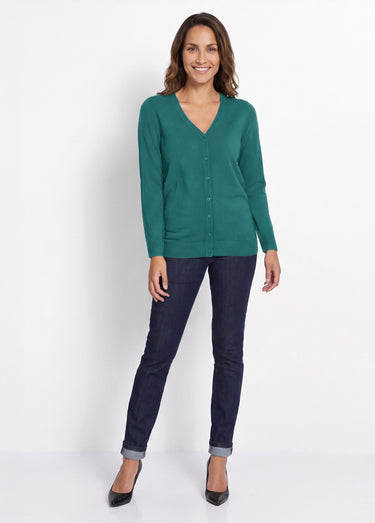 Gilet boutonné mi-long maille douce Vert