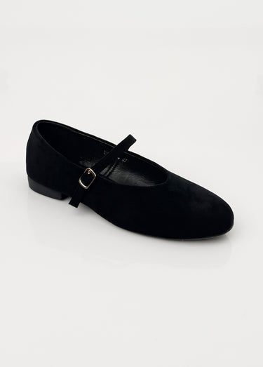 Ballerines babies plates façon cuir suédé Noir