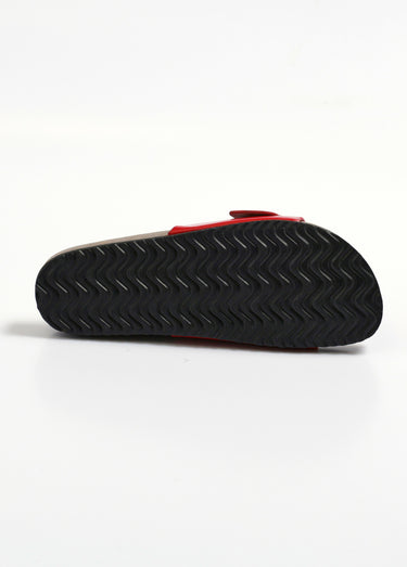 Mules anatomiques avec boucle métal Vernis Rouge