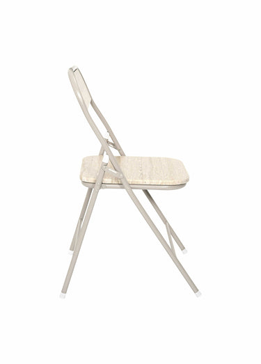 Chaises pliantes métal et effet pierre Blanc/Beige